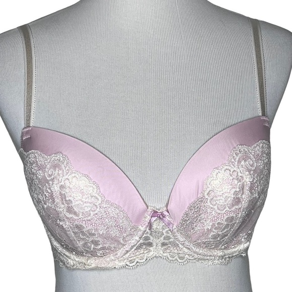 Victoria Secret Dream Angels Push Up Demi Cup Bra Size 34D Pink Lace Sexy - Picture 3 of 10
